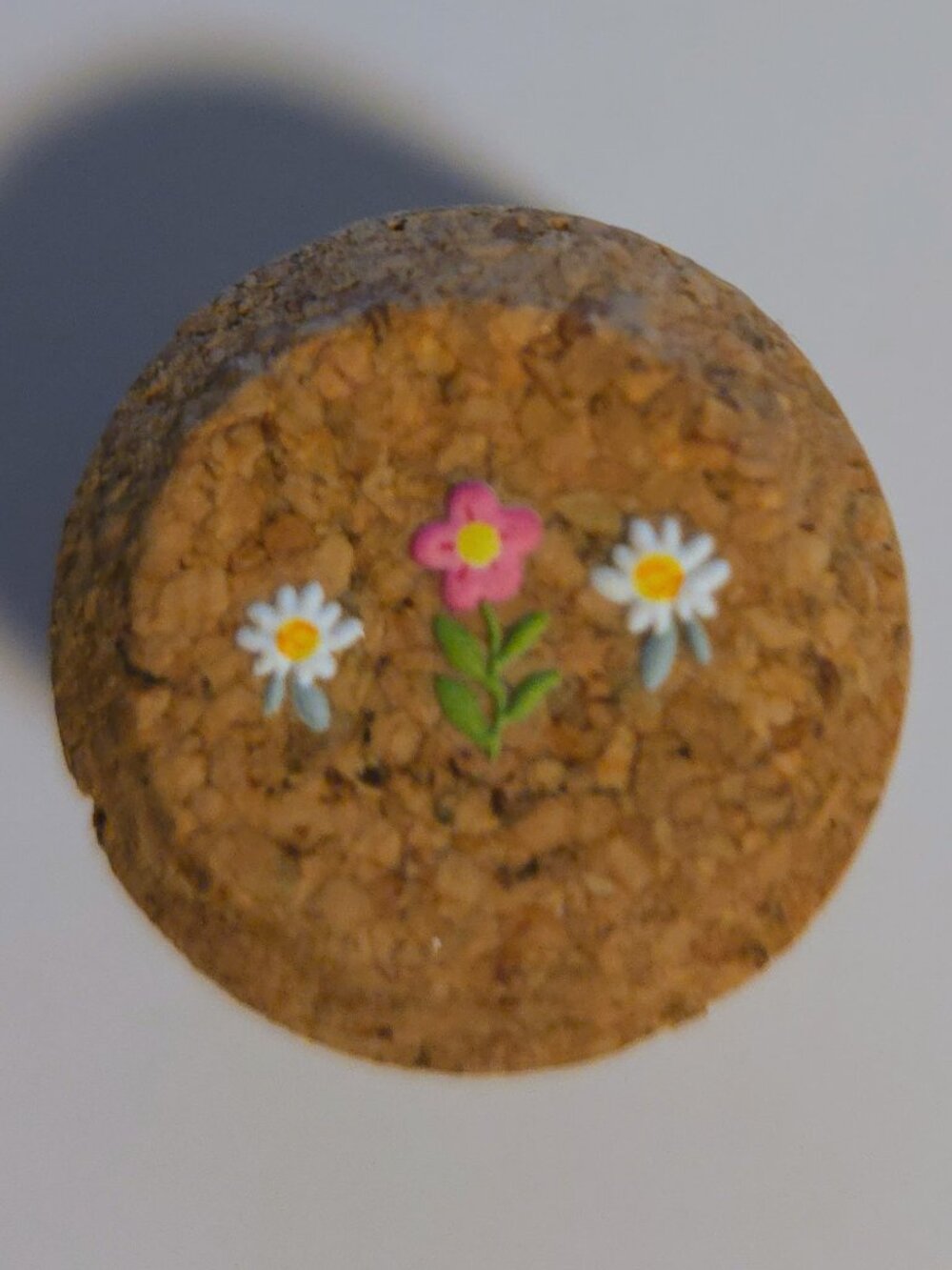 Brand New Hand Crafted Magnet Created from Champagne Cork Featuring Flowers